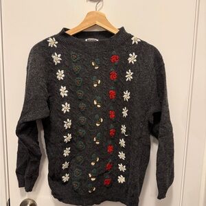 Cute festival Sweater with Floral Embroidery